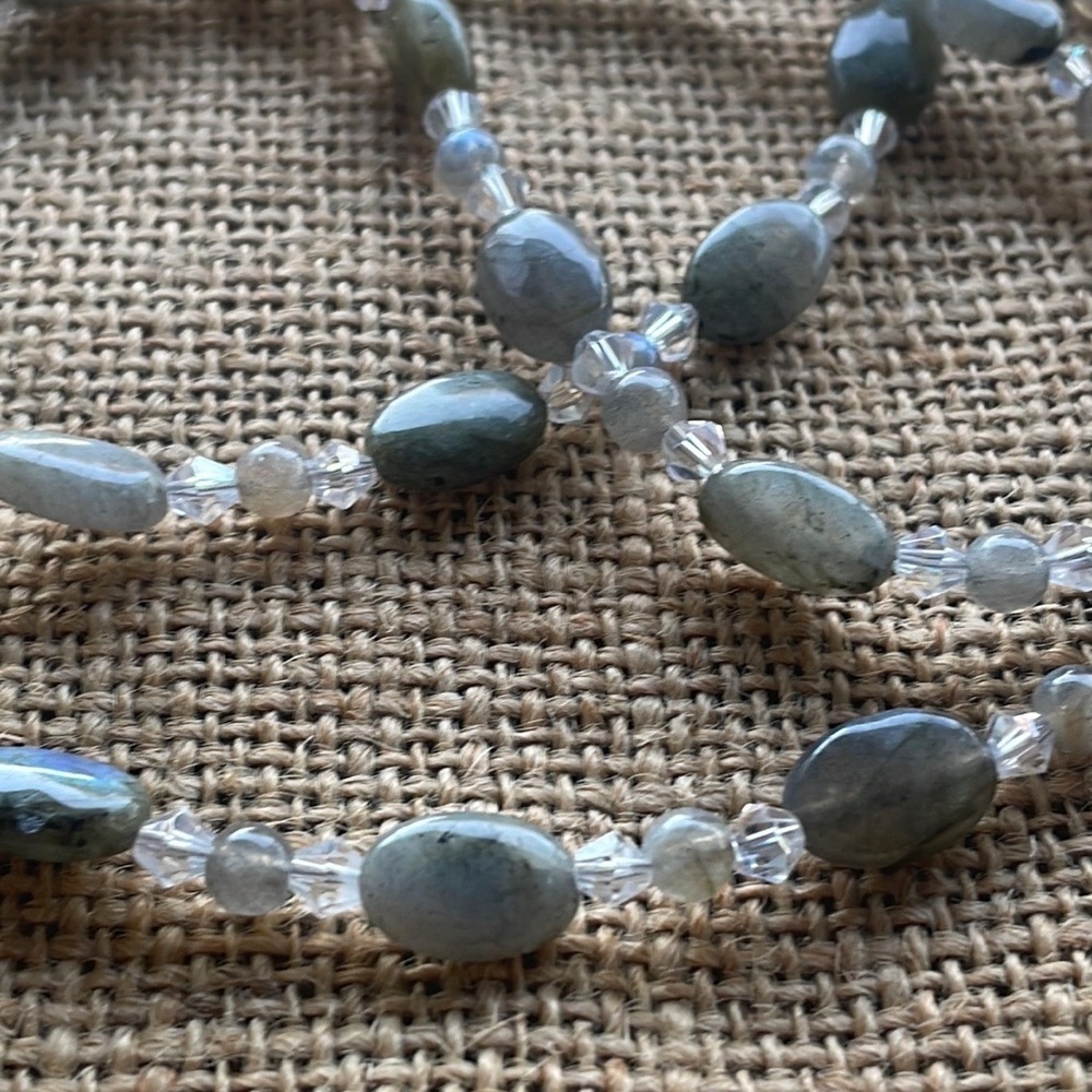 Labradorite Stone & Crystal necklace adjustable Handmade New - Picture 7 of 11
